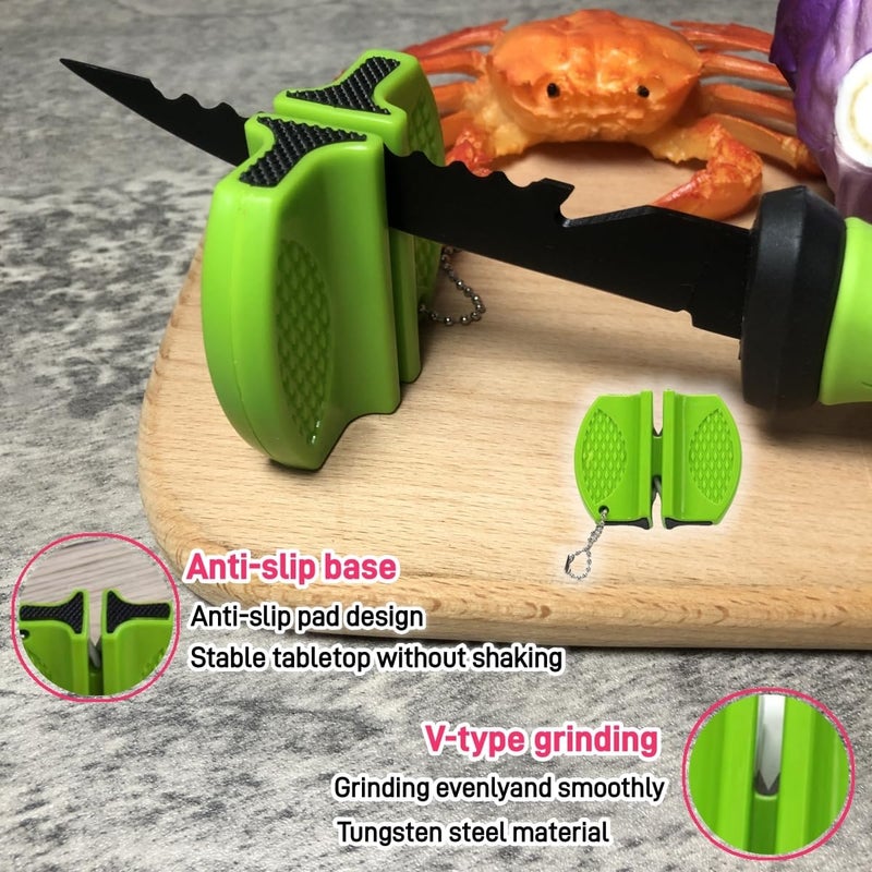 HOWORR 2PCS Fillet Knife Set, 5 & 7 inch Stainless Steel Kitchen Filet Knife for Fish, Fishing Gear, Fishing Tool Set, Fishing Accessories Gift, with Sharpener and Cutting Resistant Gloves, Green - Image 4
